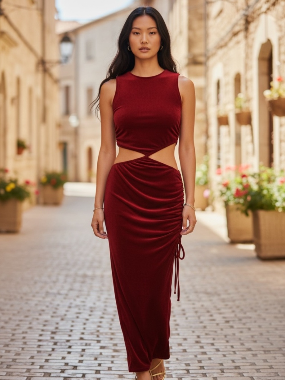 🤩Kiki Riki Red Cut Out Maxi Dress - size S